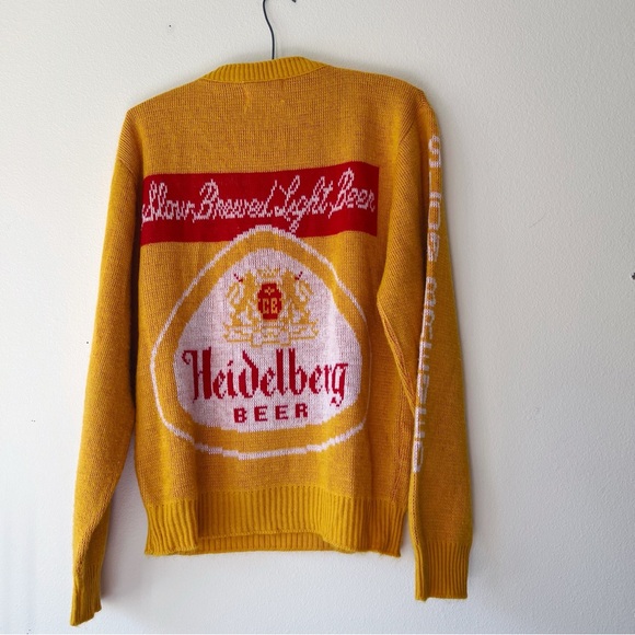 Vintage Heidelberg Beer long sleeve logo double sided knit sweater size M - Picture 5 of 7